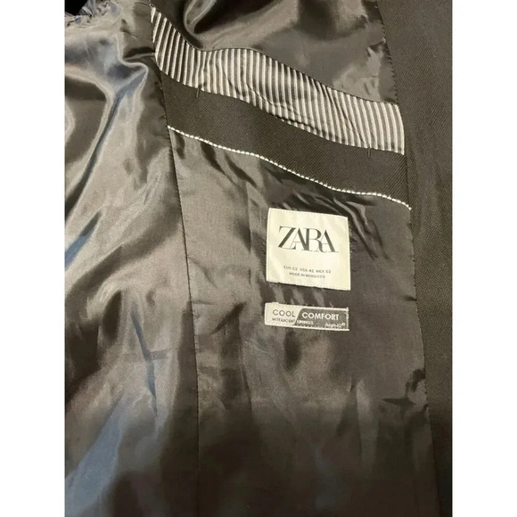 Zara Black Textured Single Button Sport Coat Blazer Jacket, 42 - Picture 10 of 12